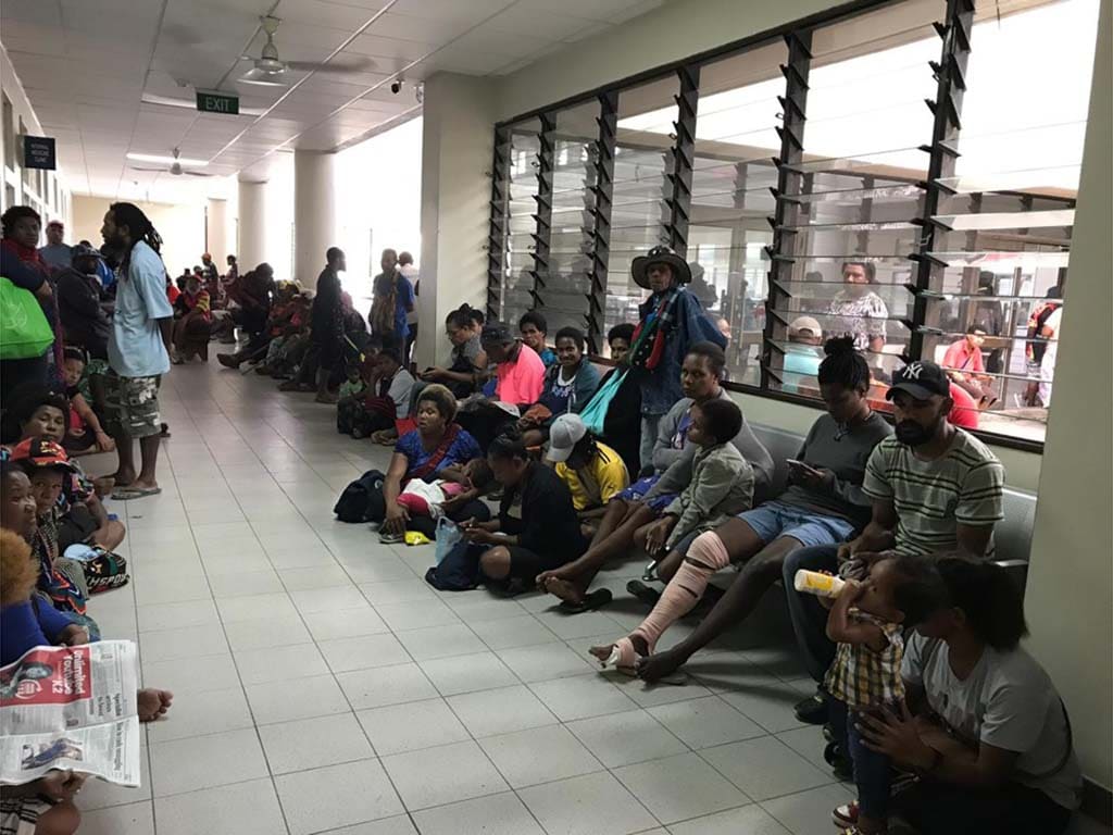 Patients at Port Morseby Hospital Papua New Guinea in April 2019 waiting for the Interplast Team