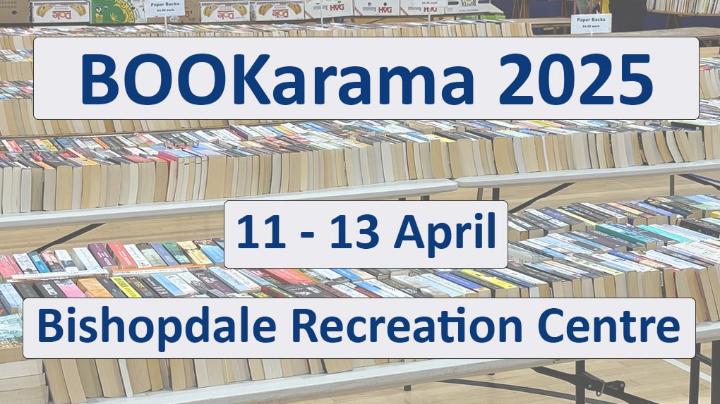 Bookarama 2025 11-13 April at Bishopdale Recreation Centre