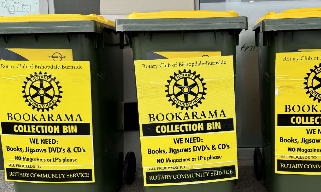 BOOKarama 2025 Collection Bins for donations of Books, Jigsaws, DVD's & CD's for our BOOKarama 2025 on 11-13th April